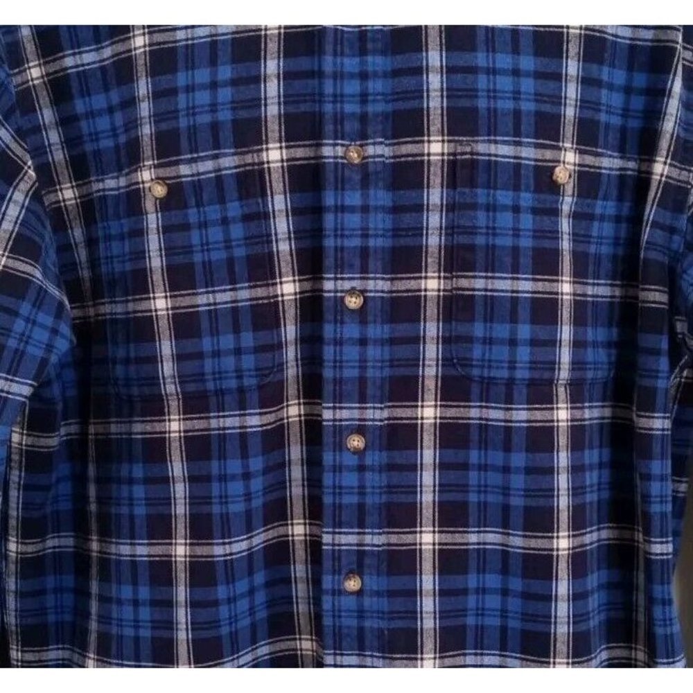 Eddie Bauer Men's Flannel Shirt Blue‎ Plaid Long Sleeve Button Up Size Med - Picture 5 of 7